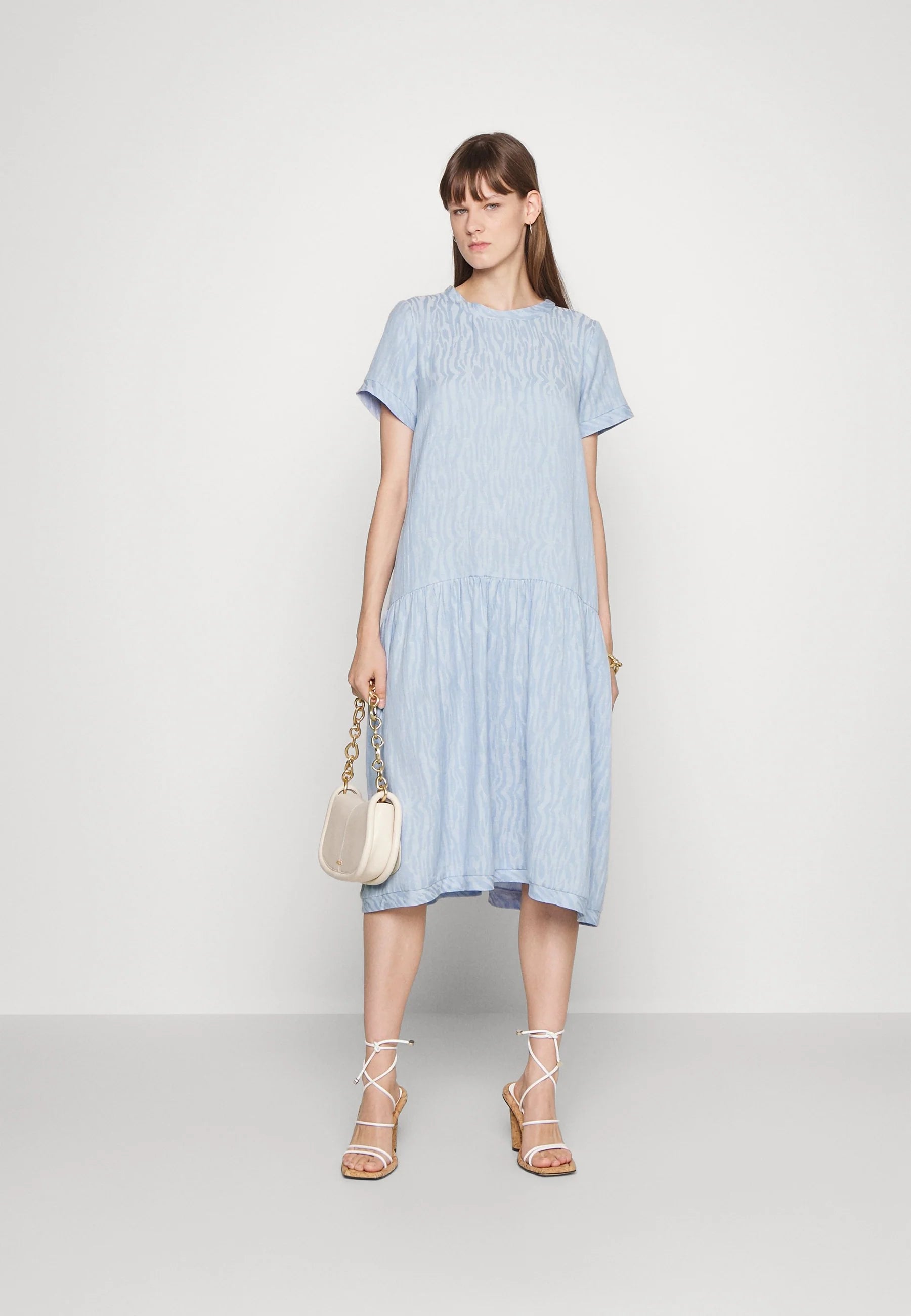 JOSEFINE SS COTTON DRESS - BLUE HERON