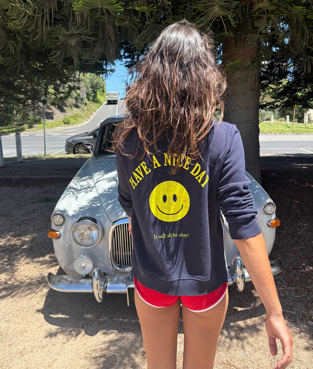 Smiley Face Sweatshirt - Navy