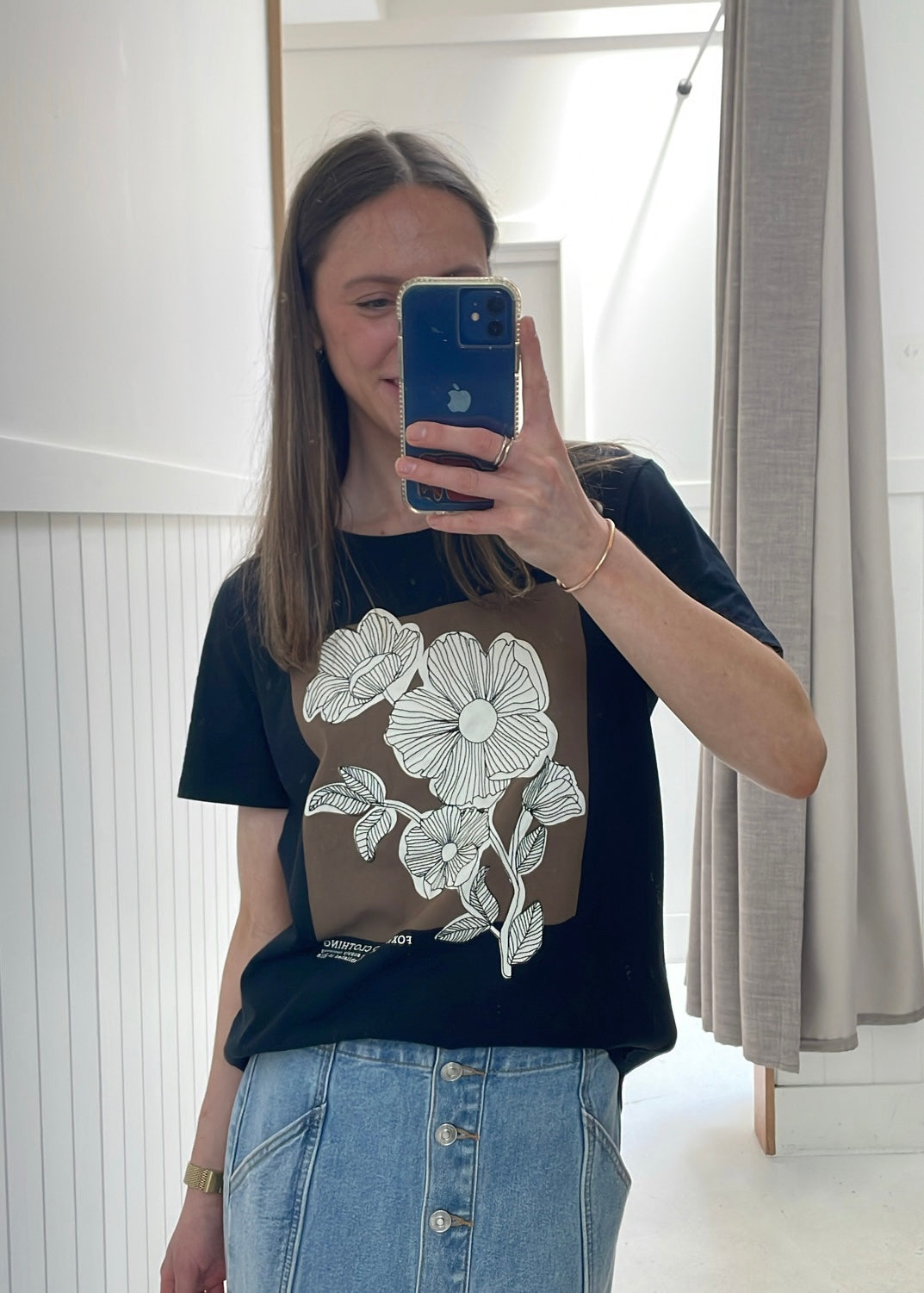 Flower Block Tee - Black