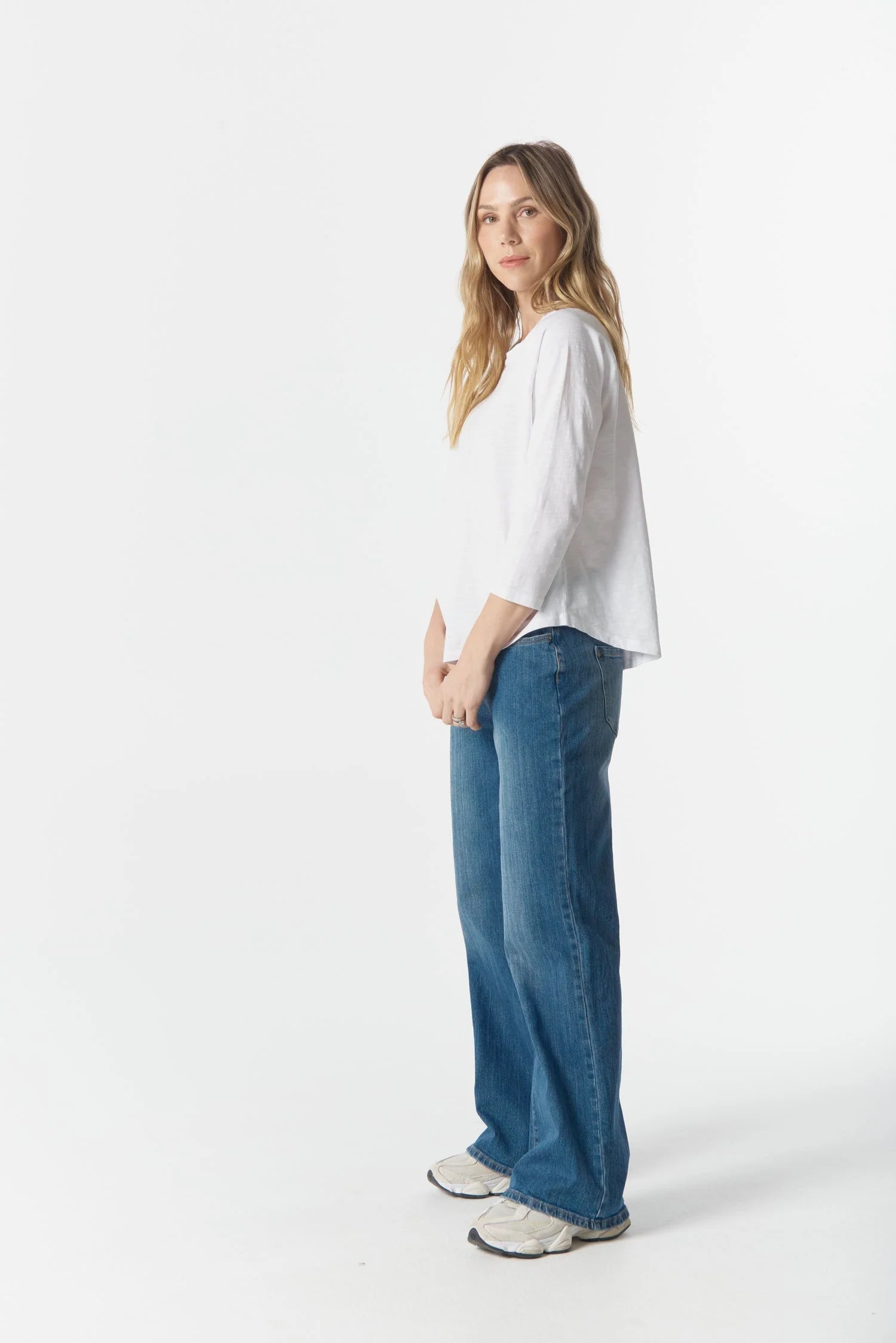 Raglan 3/4 Sleeve Tee - White