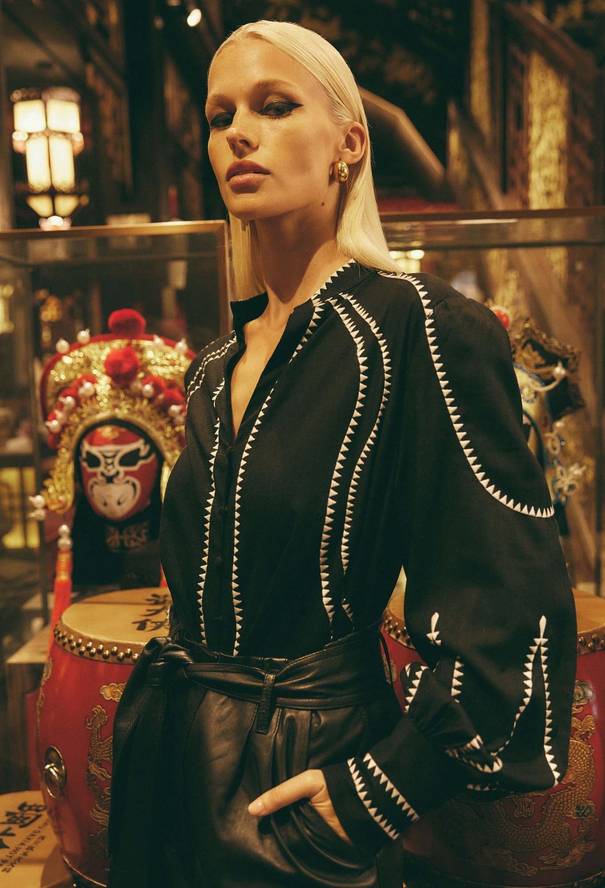 Meridian Embroidered Shirt - Black