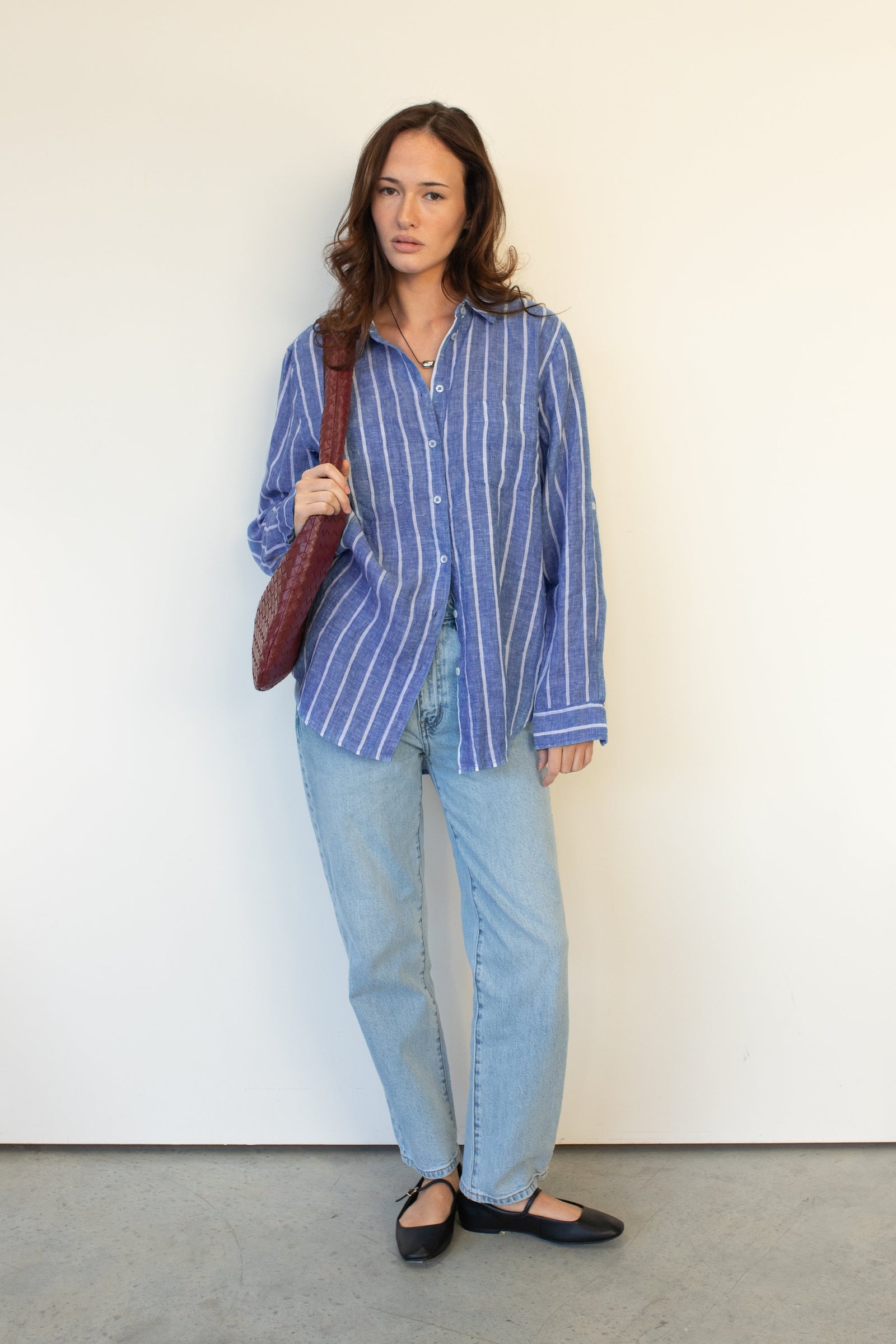 Boyfriend Linen shirt - Marine Stripe