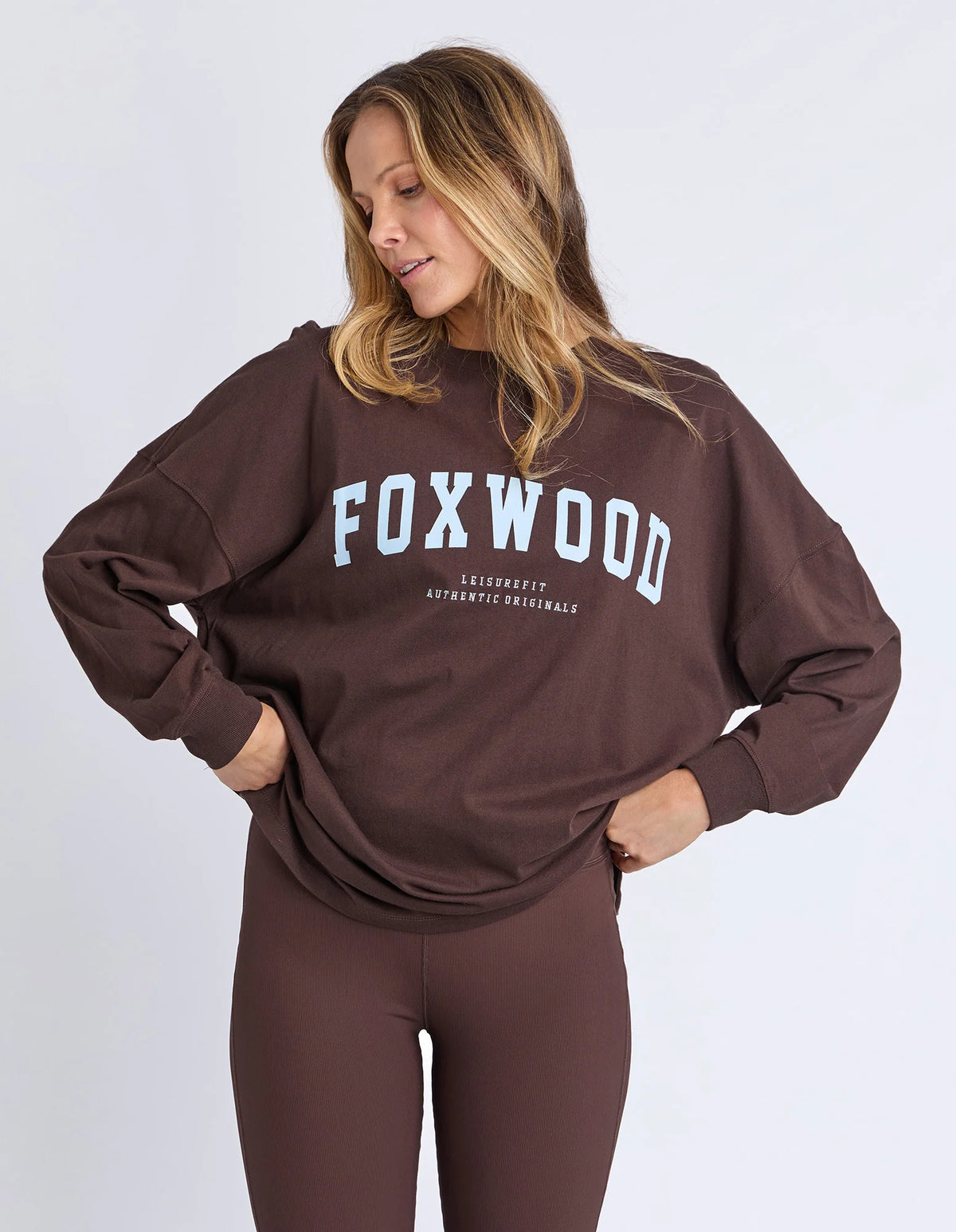 Interval Long Sleeve - Coffee/Light Blue
