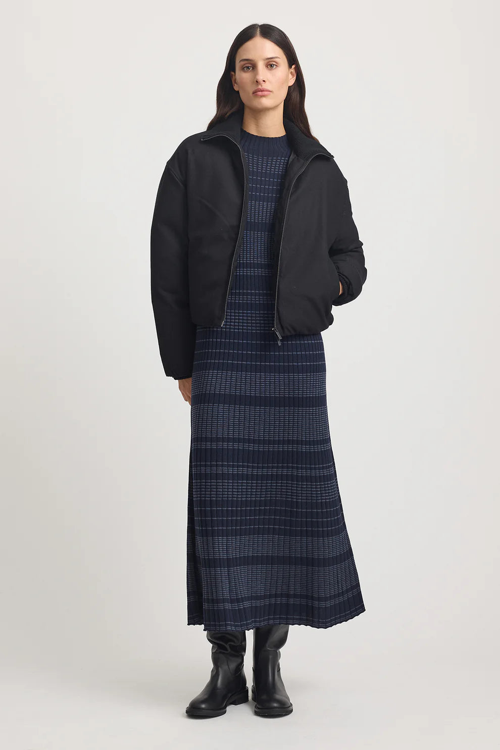 Gradient Stripe Dress - French Navy