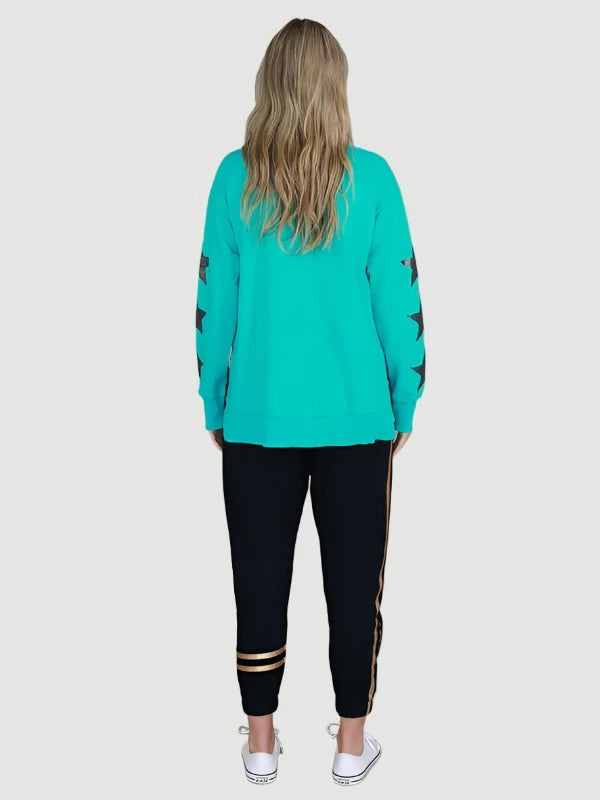 Sydney Leopard Star Sweater - Aquatic