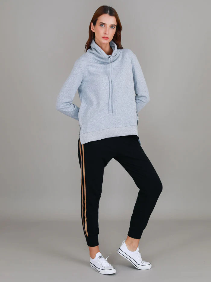 Alicia high neck sweat - Grey Marle