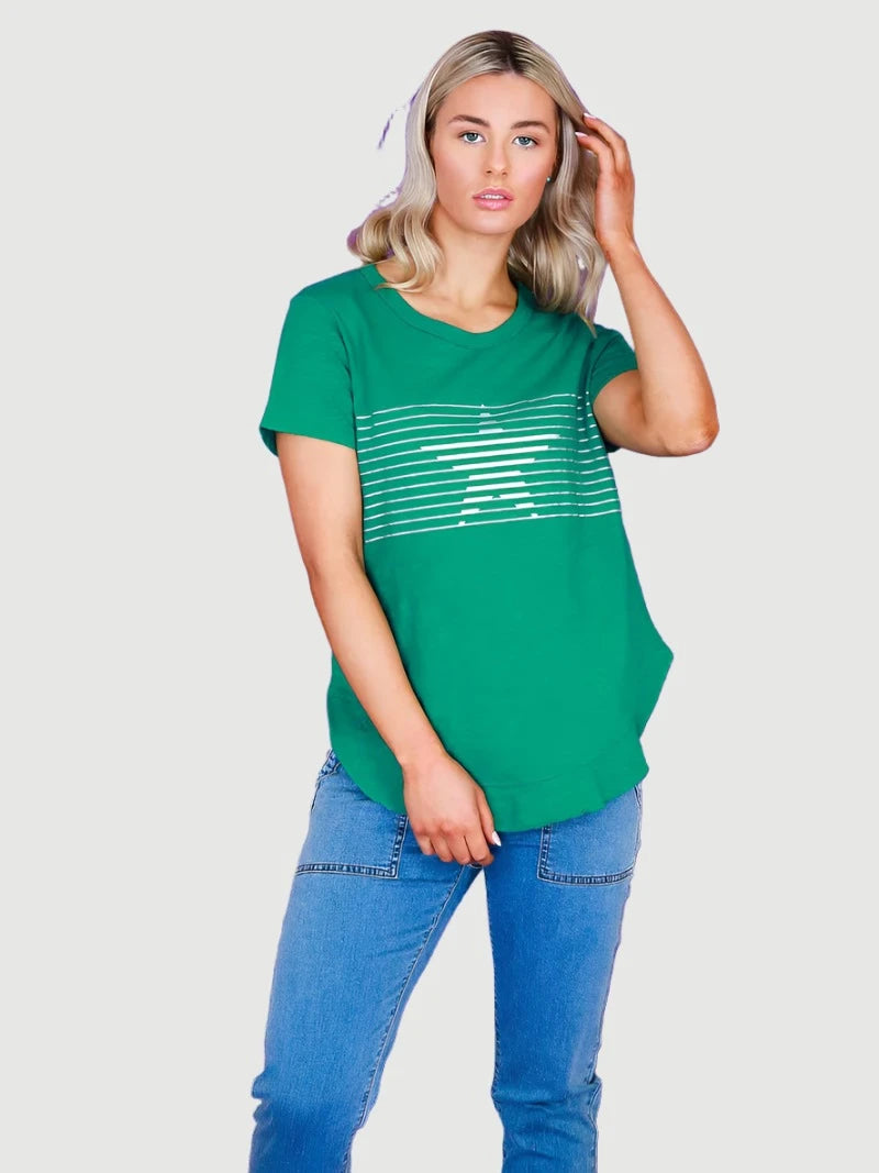 Lily Silver Star T Shirt - Broccoli