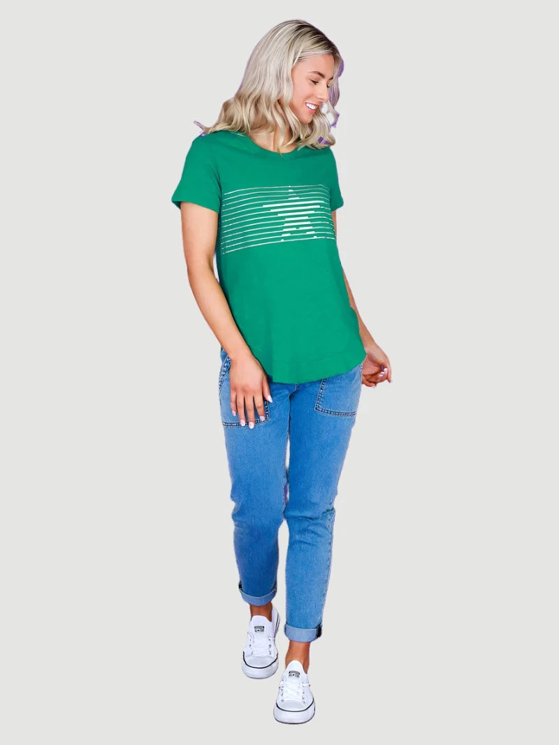 Lily Silver Star T Shirt - Broccoli