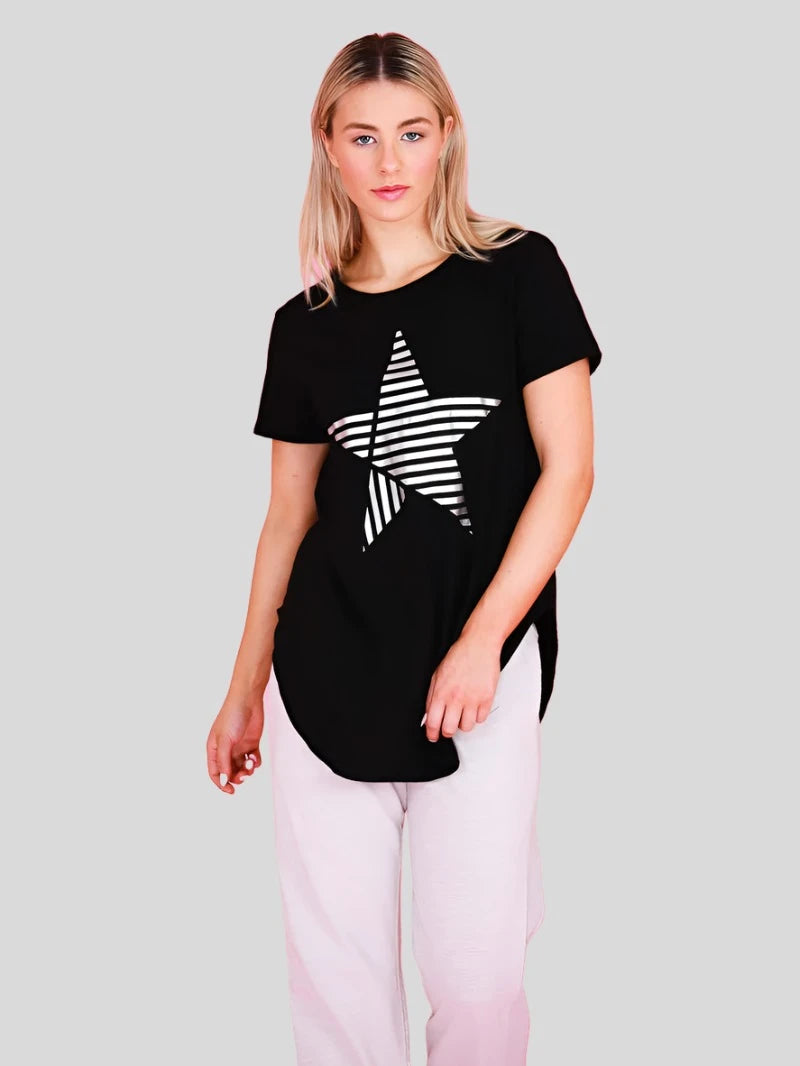 Perth Line Star Tee - Black