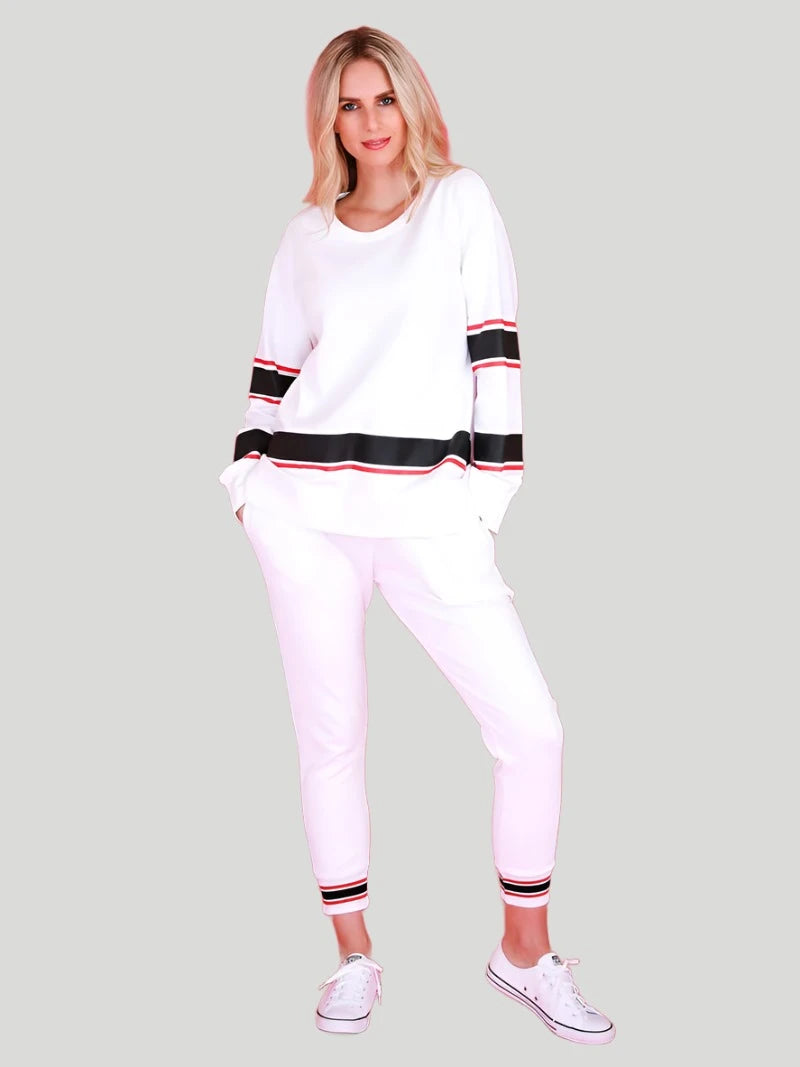 Dakota Stripe Sweatshirt - Everest White