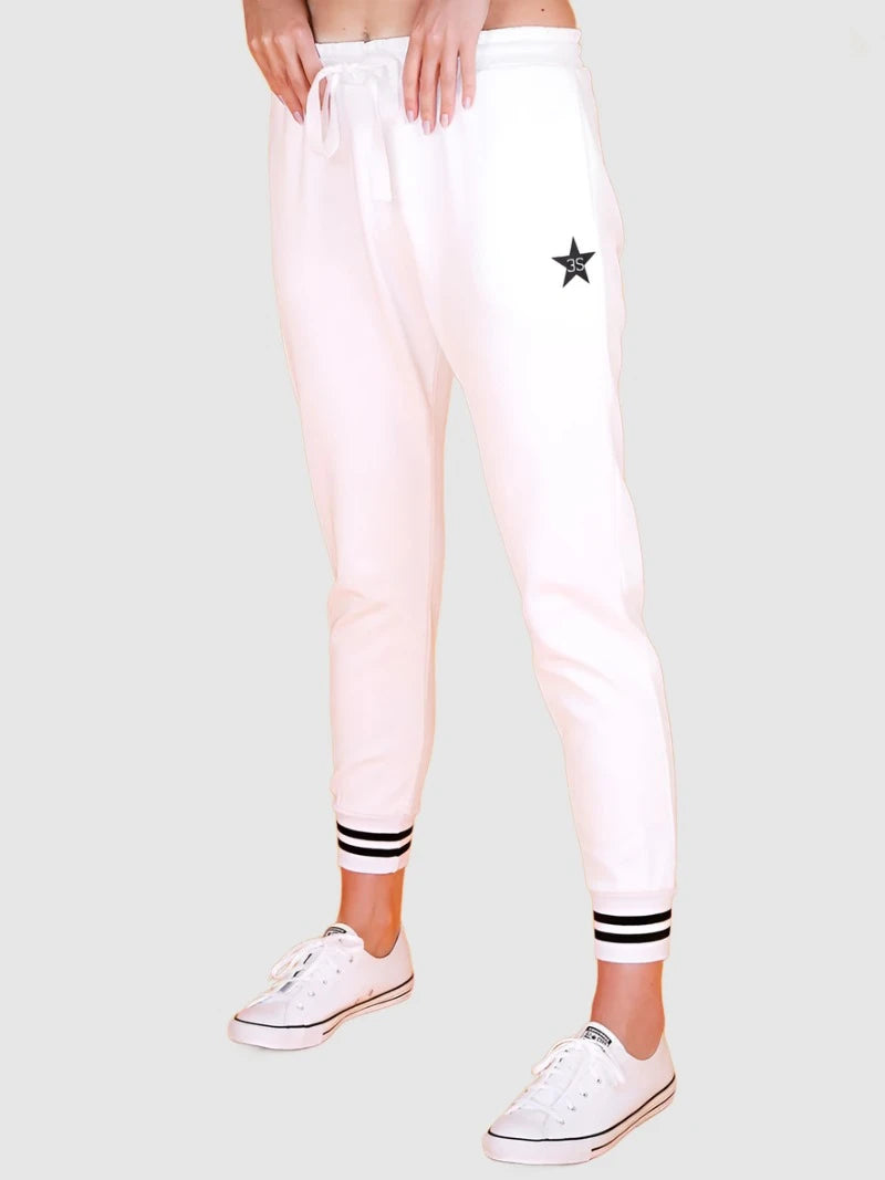 Harlow Stripe Rib Sweatpants - Everest White