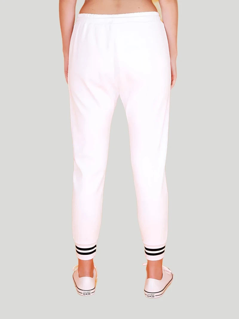 Harlow Stripe Rib Sweatpants - Everest White