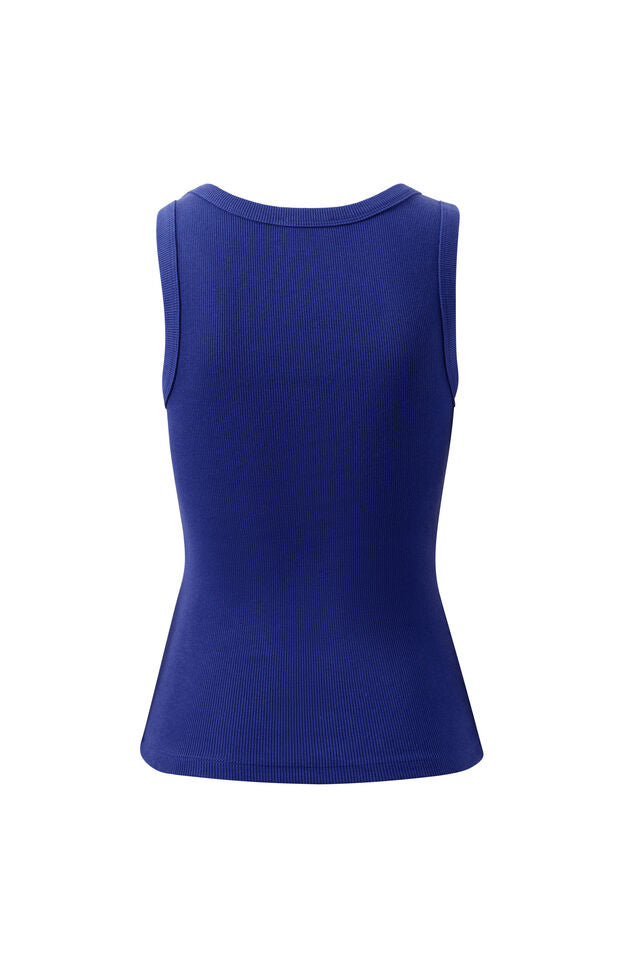 Zoe Contour Rib Scoop Tank - Polo Blue/Butter