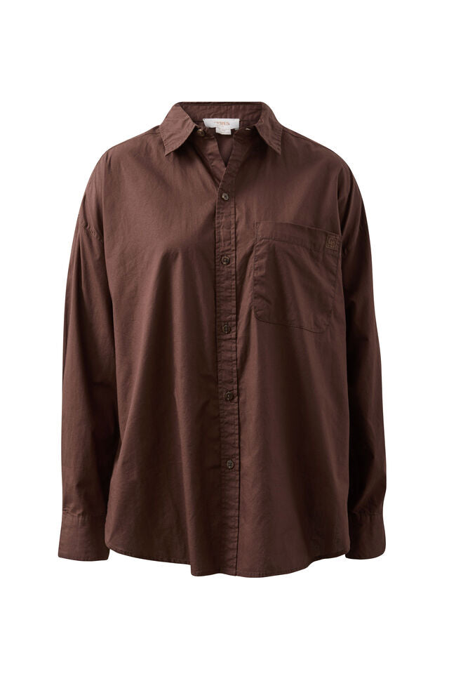 Peta Oversized Shirt  -  Chocolate