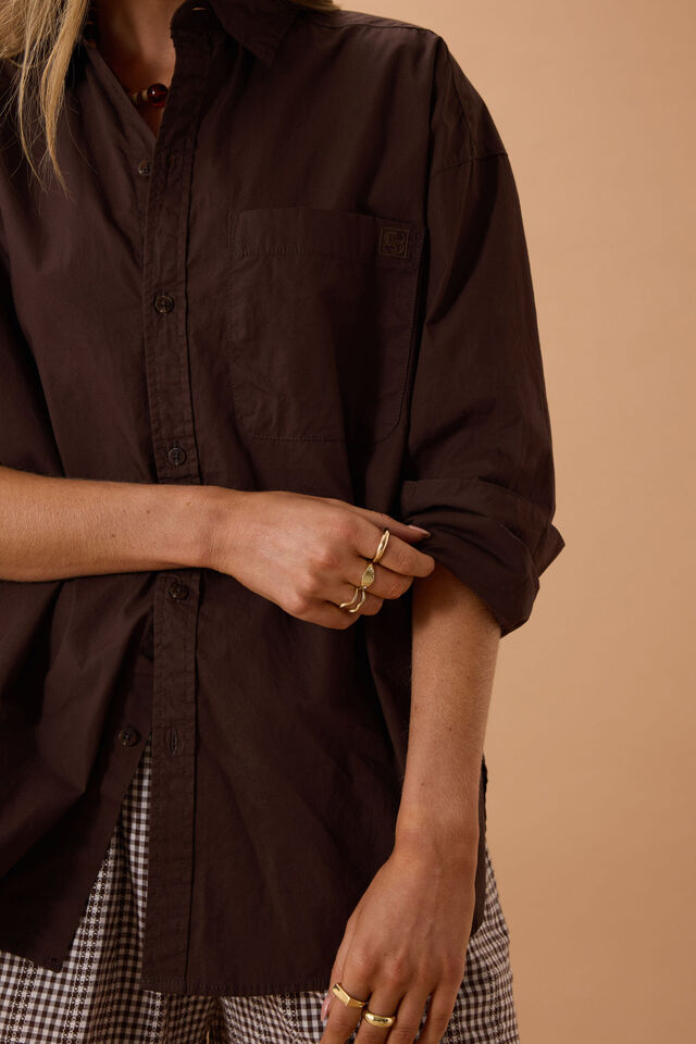 relaxed fit chocolate brown shirt