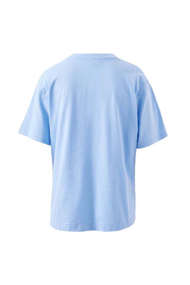 Stevie Slouchy Tee -Powder Blue/Chocolate Varsity