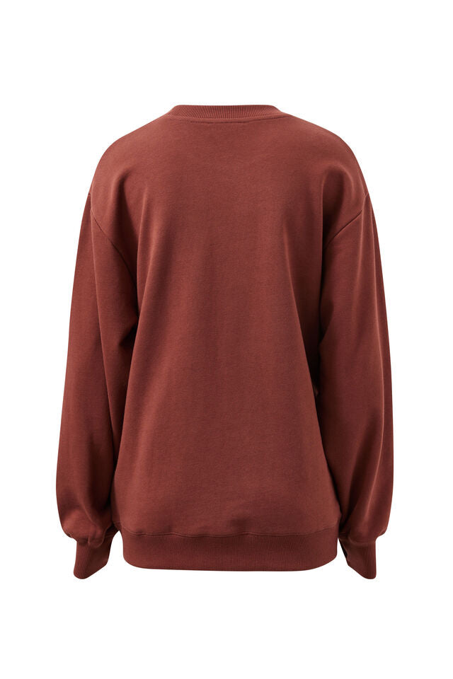 Isla Oversized Slouchy Crew - Burnt Toffee/Orchid