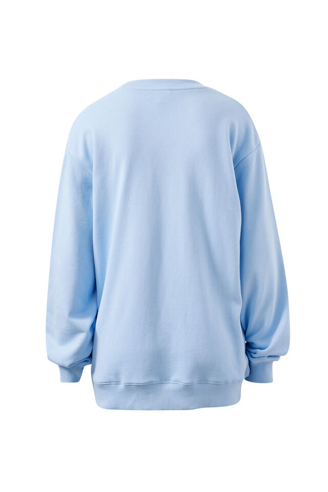 Isla Oversized Slouchy Crew - China Blue/Mulberry