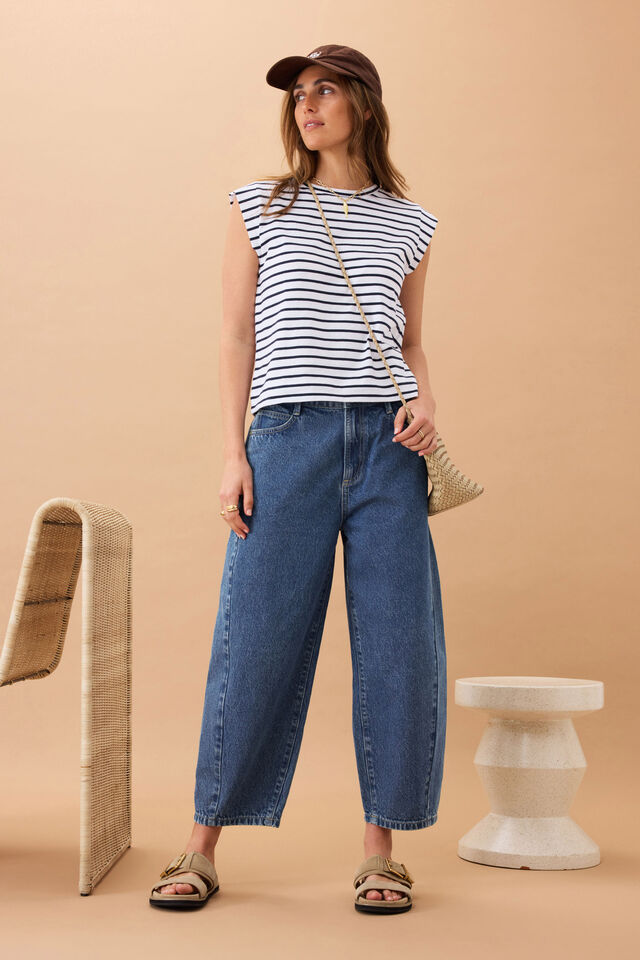 Maggie Tapered Barrel Jean - Fresh Indigo 