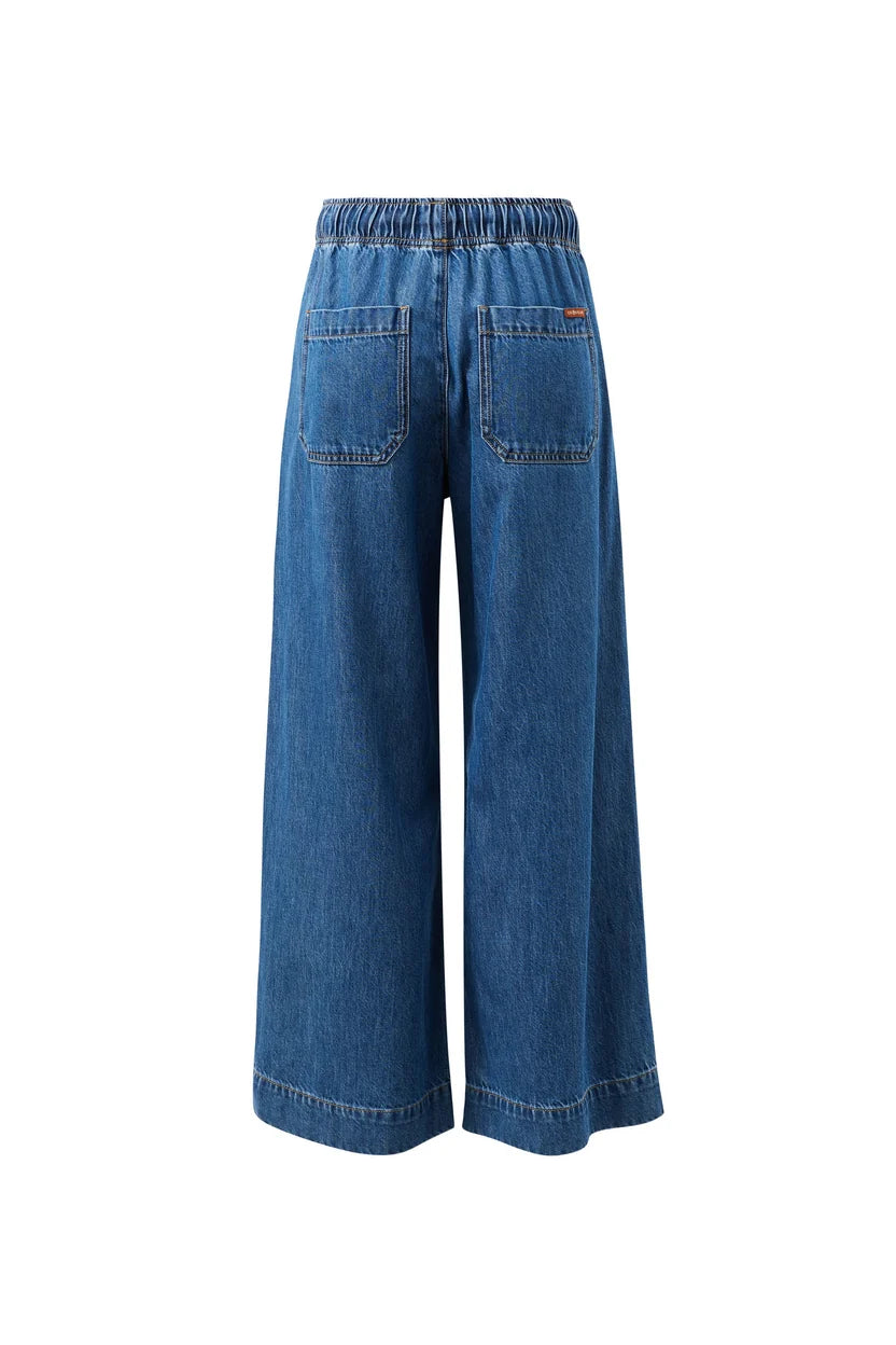 Andie Wide Leg Drawstring Pant - Fresh Indigo