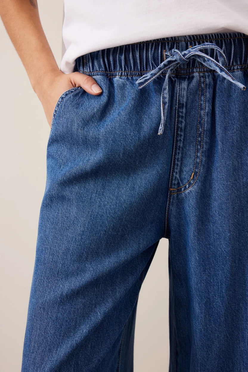 Andie Wide Leg Drawstring Pant - Fresh Indigo