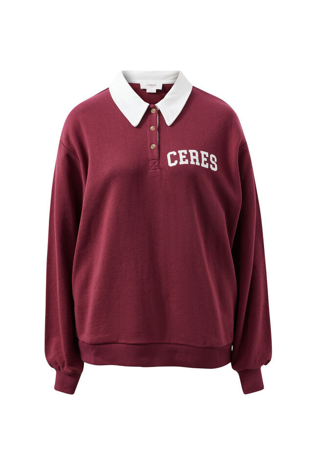 Wren Rugby Sweat - Washed Burgundy