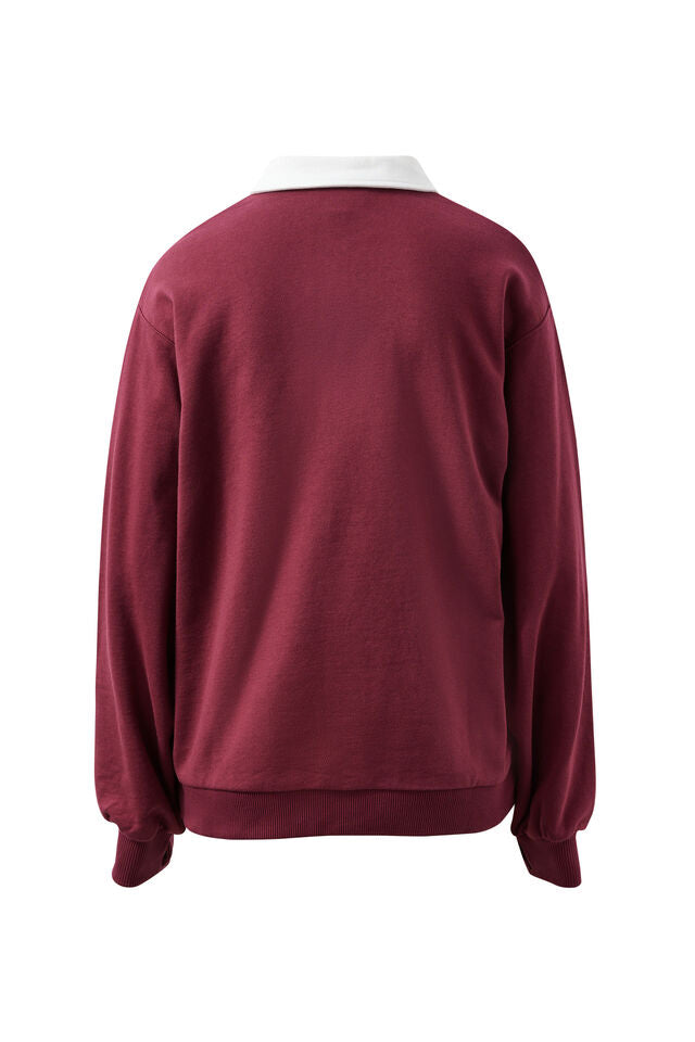 Wren Rugby Sweat - Washed Burgundy