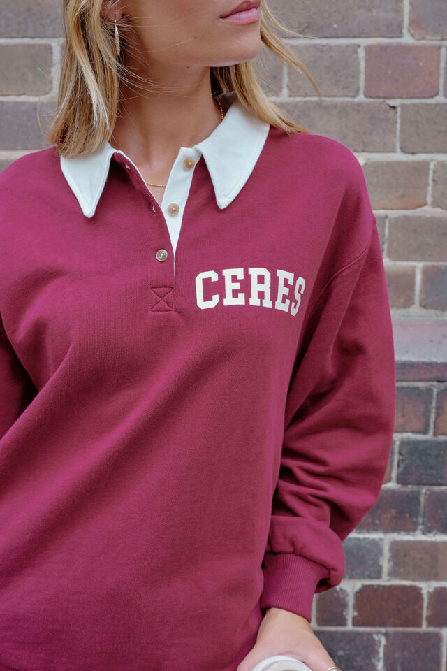 Wren Rugby Sweat - Washed Burgundy