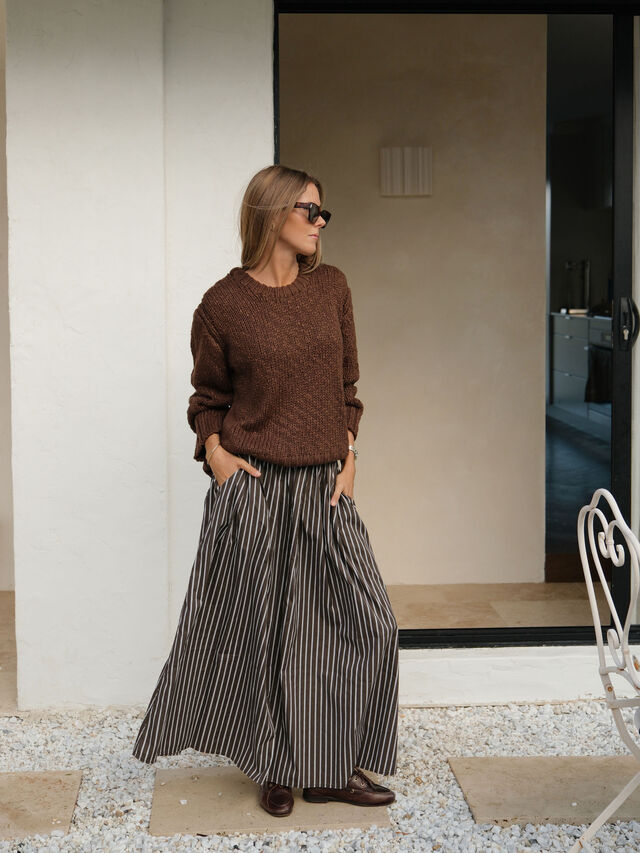 Sage Chunky Crew Knit - Chocolate