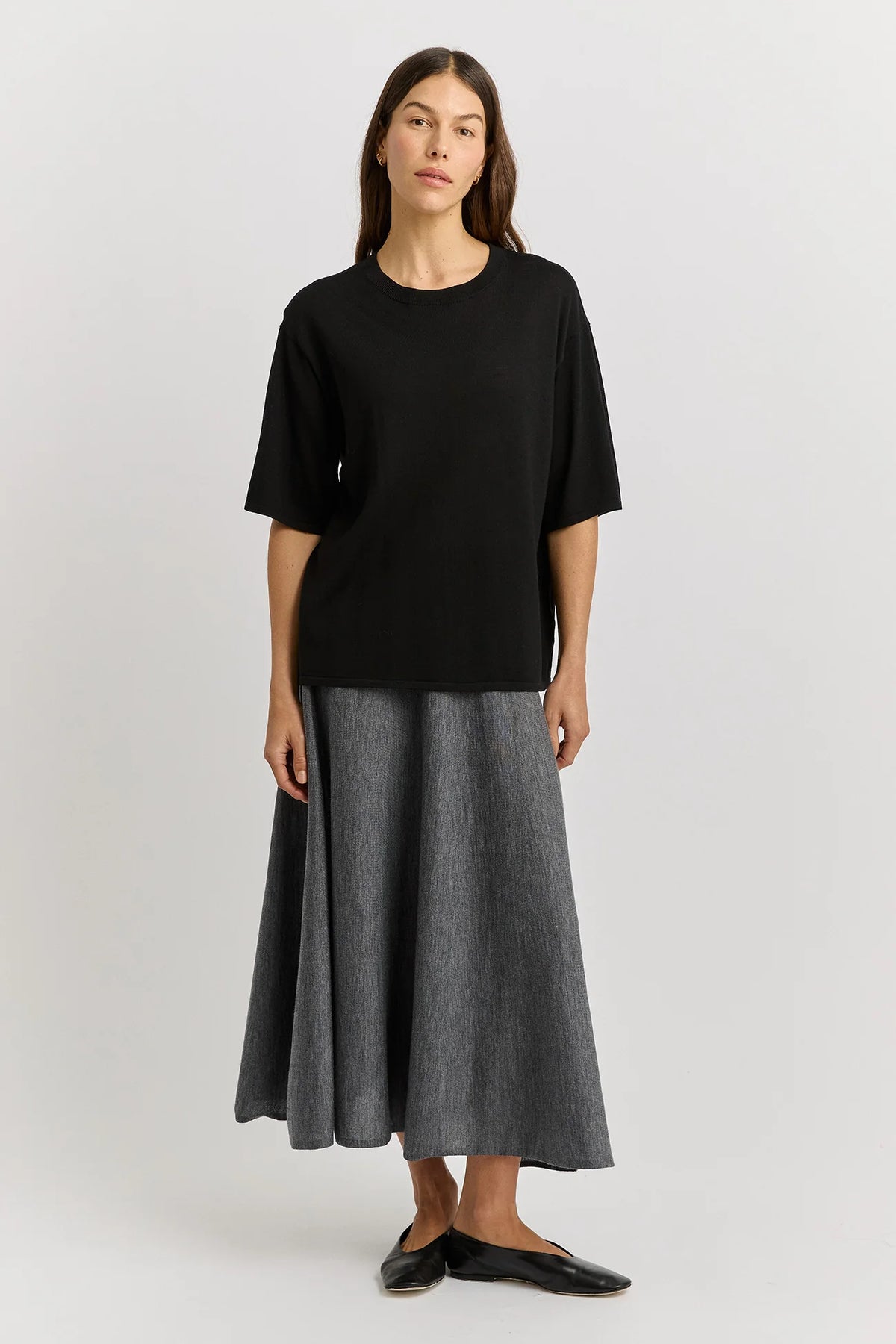 Extra Fine Relaxed Knit Tee - Black