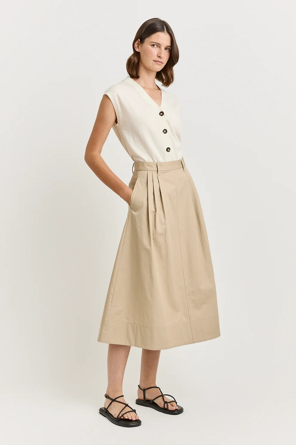 Cotton midi skirt