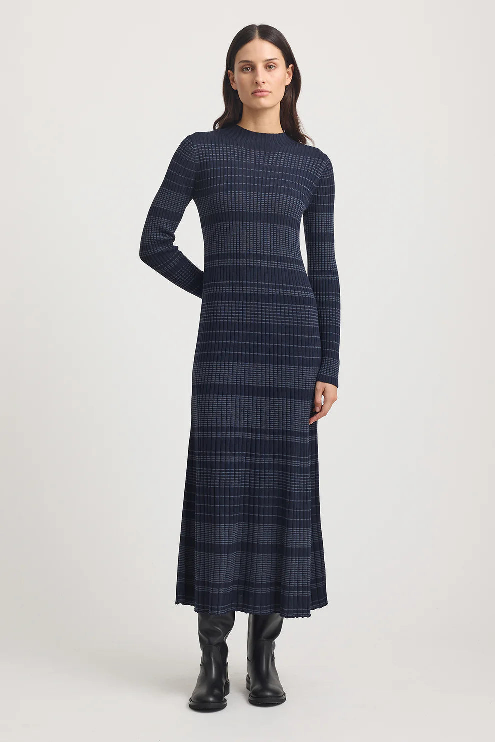 Gradient Stripe Dress - French Navy