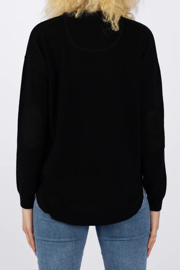 Swing Crew Knit w Black Patch - Black