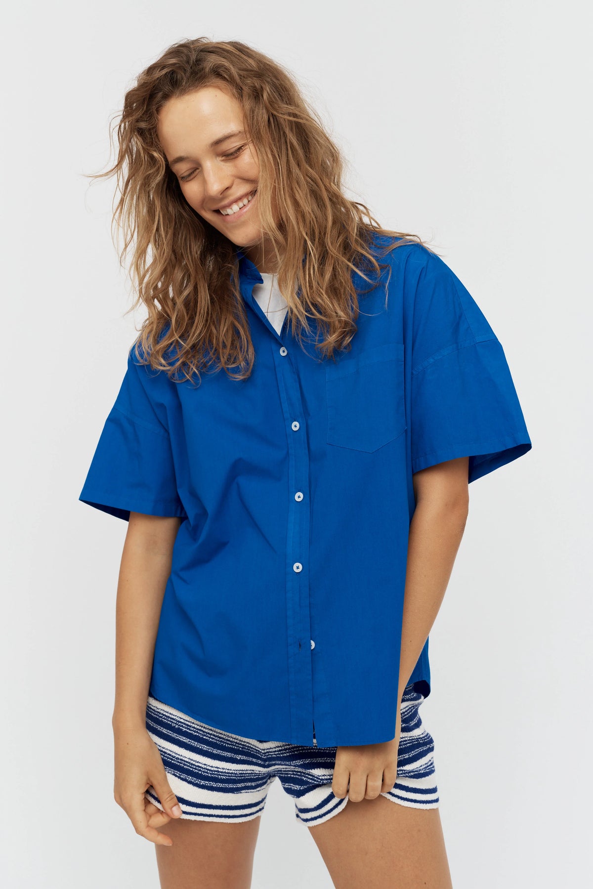 Chiara Short Sleeve Shirt - Electric Blue