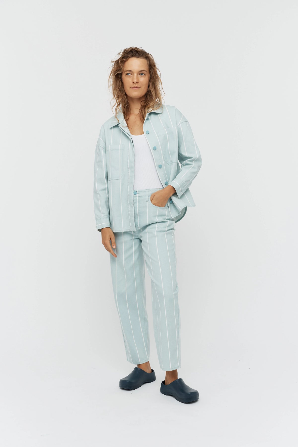 Amaya Denim Shacket - Retro Blue/White