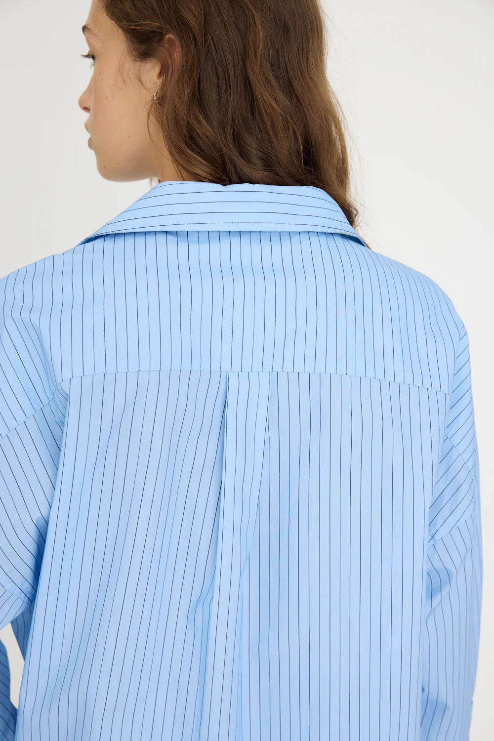 Chiara Long Sleeve Shirt Pinstripe - Powder Blue/Navy