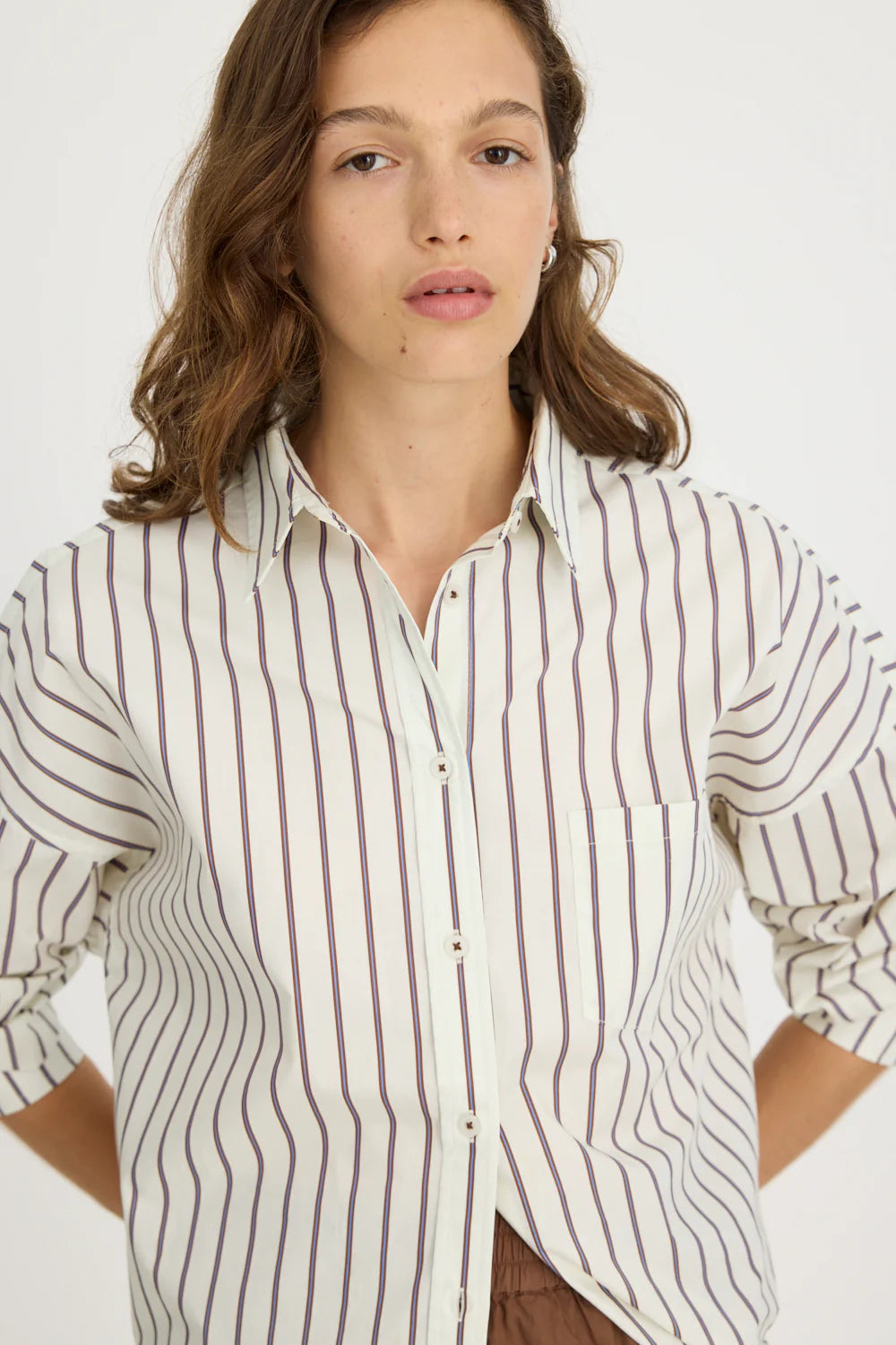 Chiara Long Sleeve Shirt Stripes - Vanilla Stripes