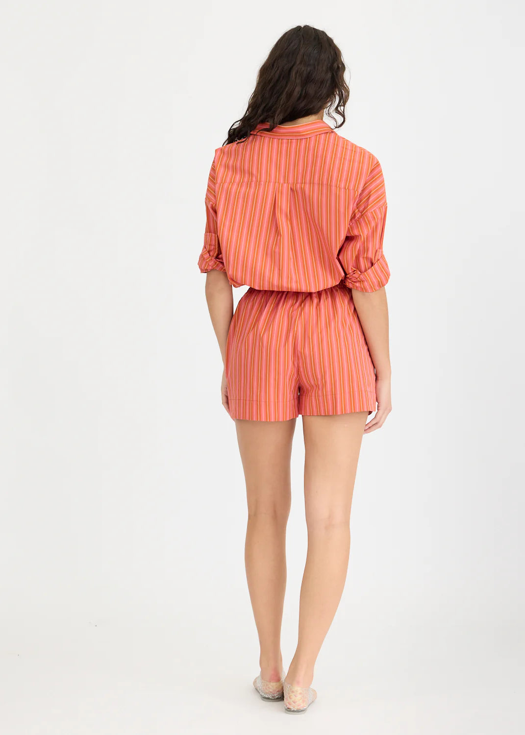 Chiara Long Sleeve Shirt - Pink/Burnt Orange Multi Stripe