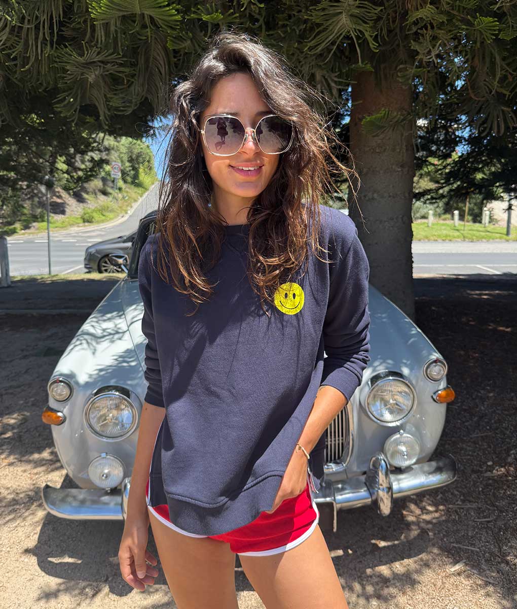 Smiley Face Sweatshirt - Navy