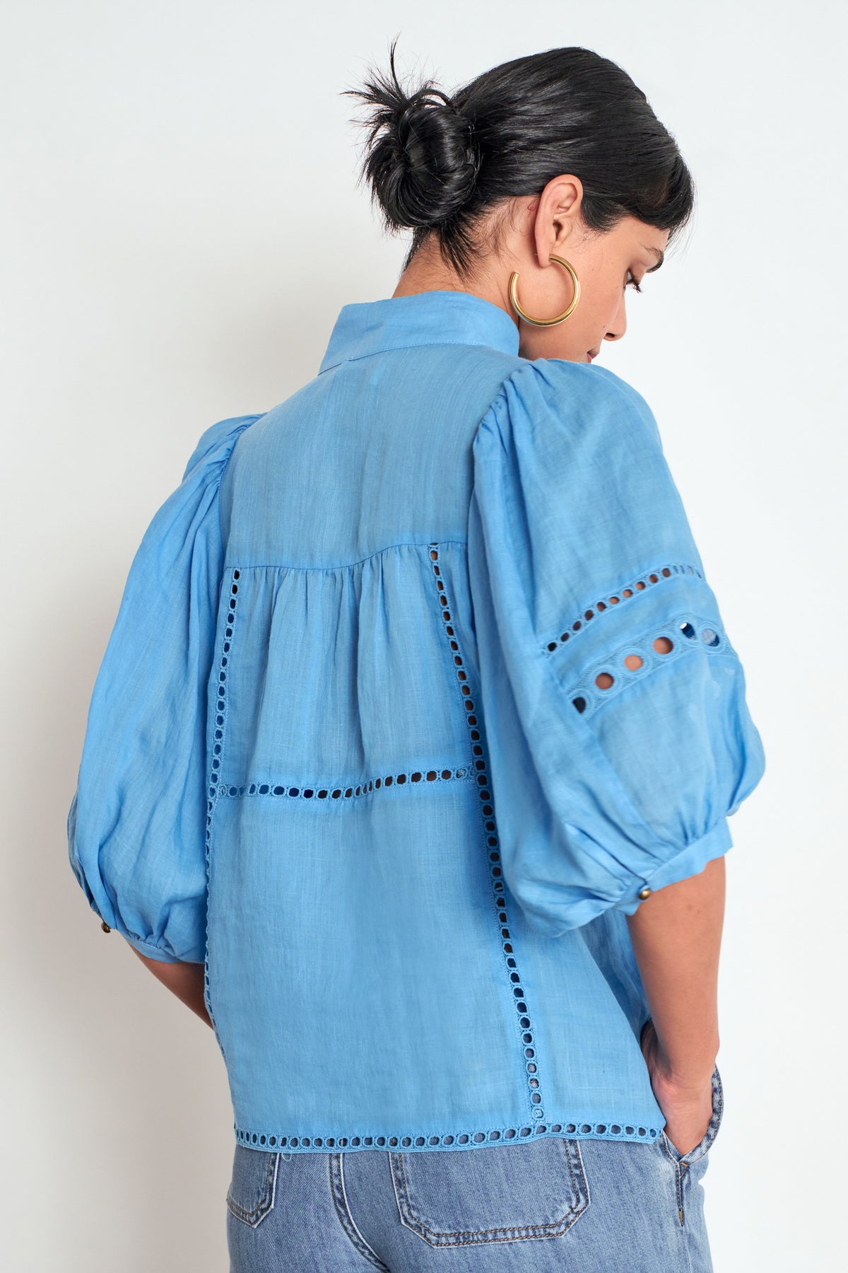 Blue linen blouse