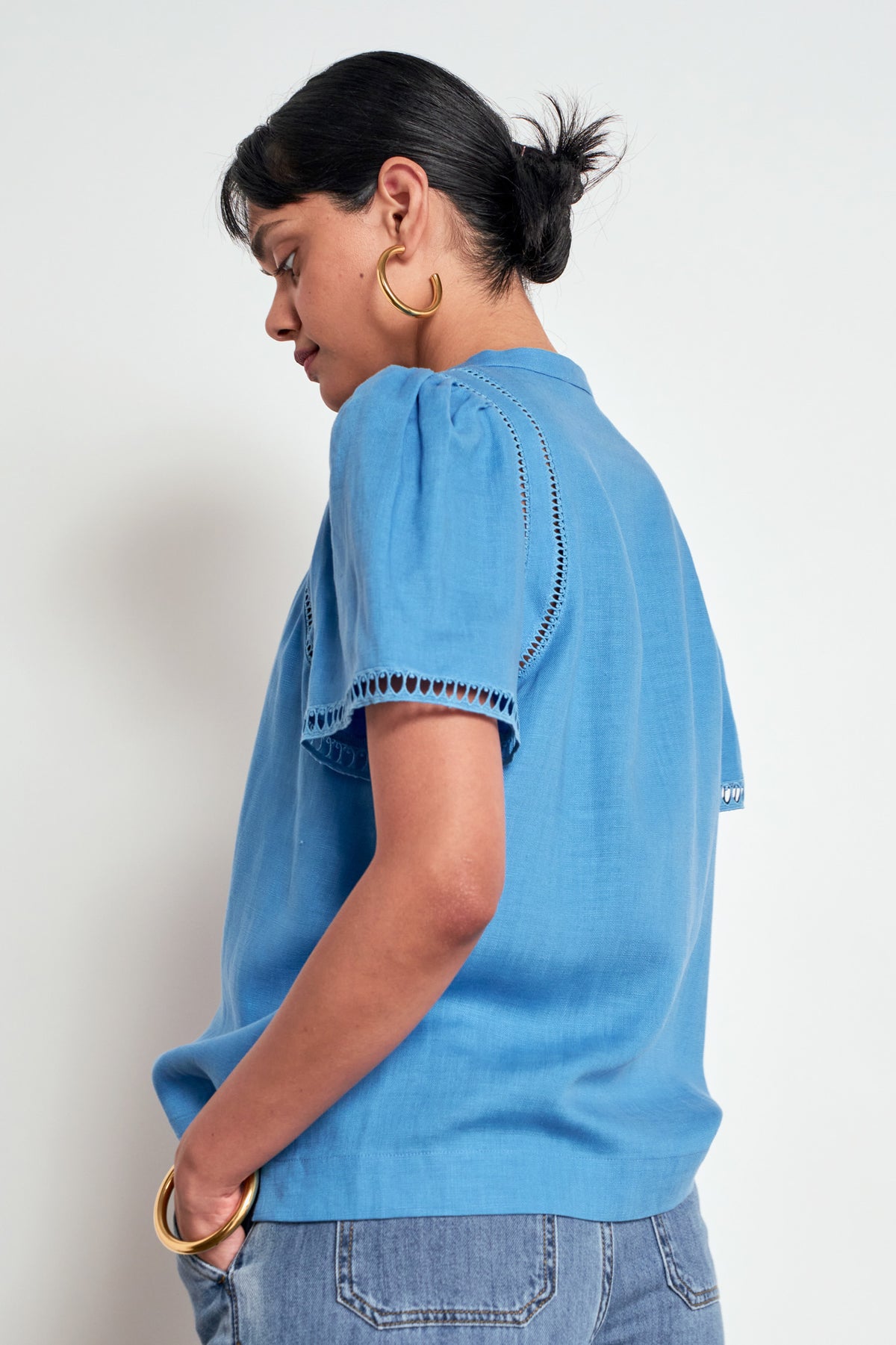 Short sleeve linen blouse