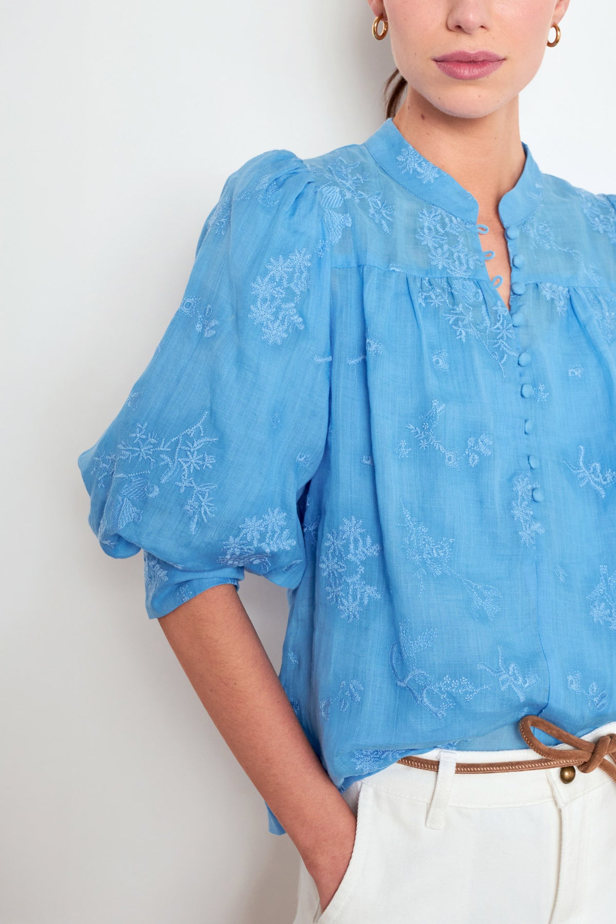 Floral embroidered top
