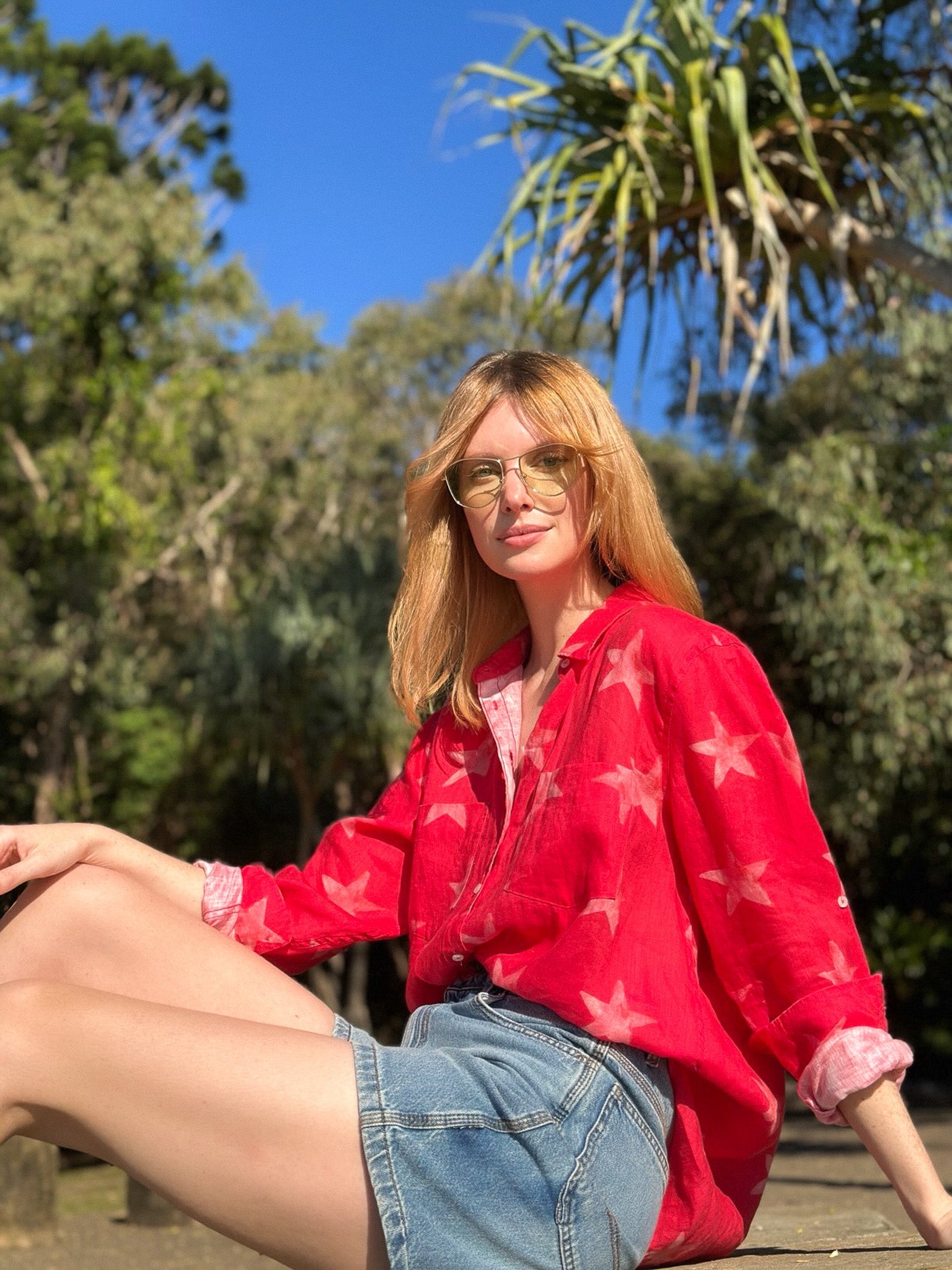 Boyfriend linen shirt - cosmic crush