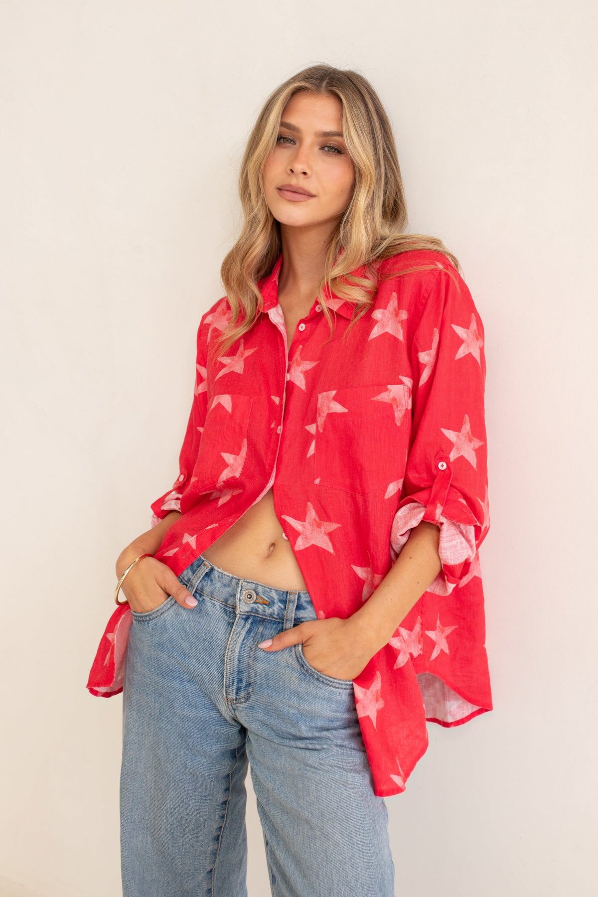 Boyfriend Linen Shirt - Cosmic Crush