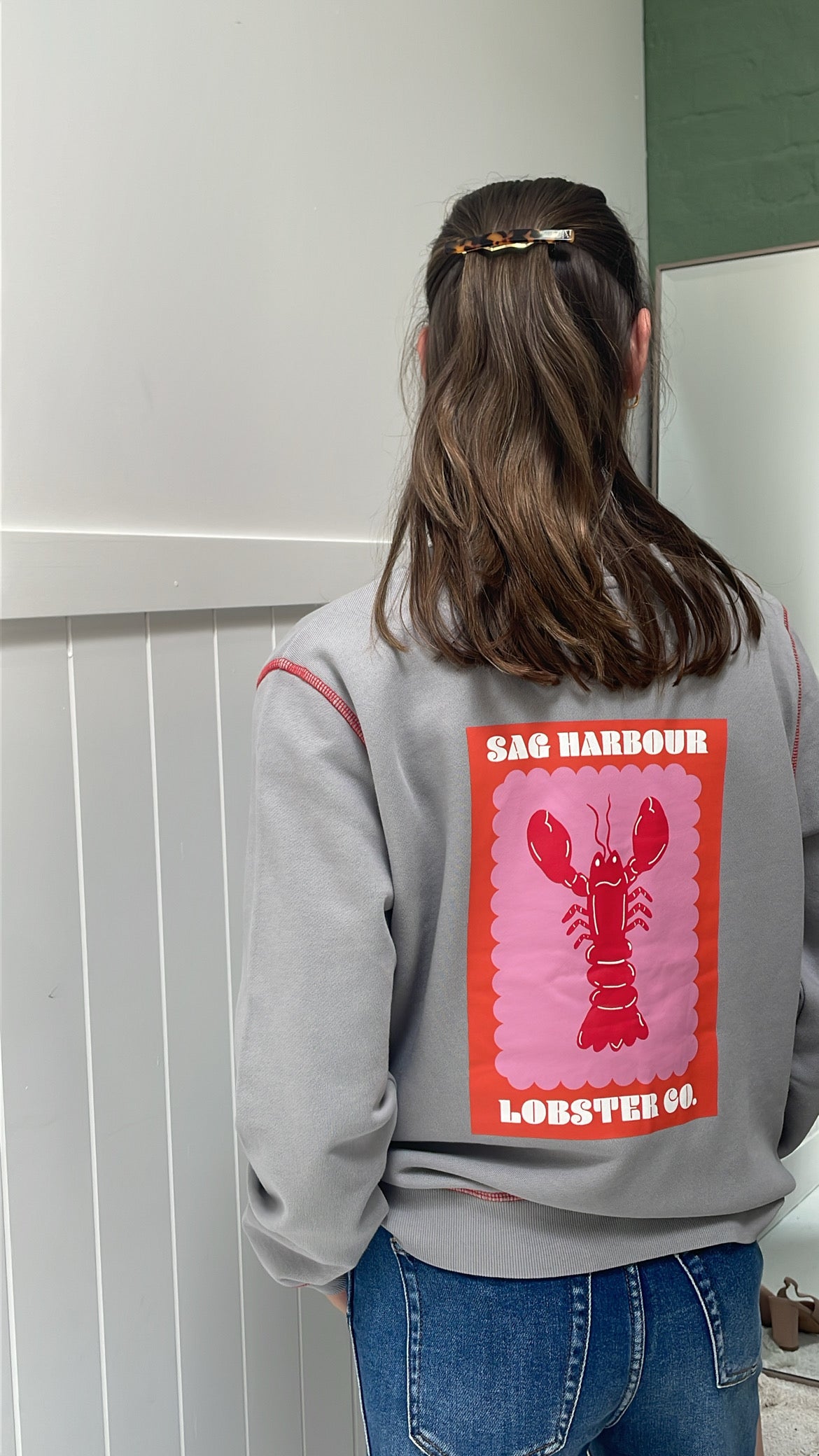 Sag Harbour Lobster Sweatshirt - Grey/Red