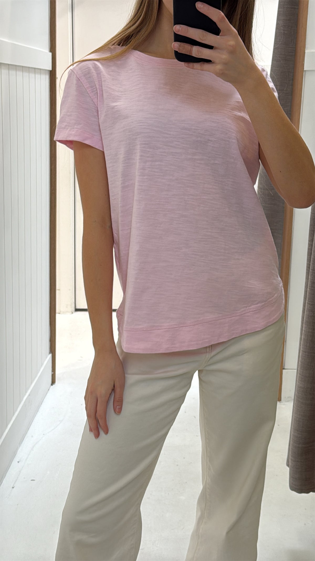 Cotton Shaped Hem Tee - Pink Touch
