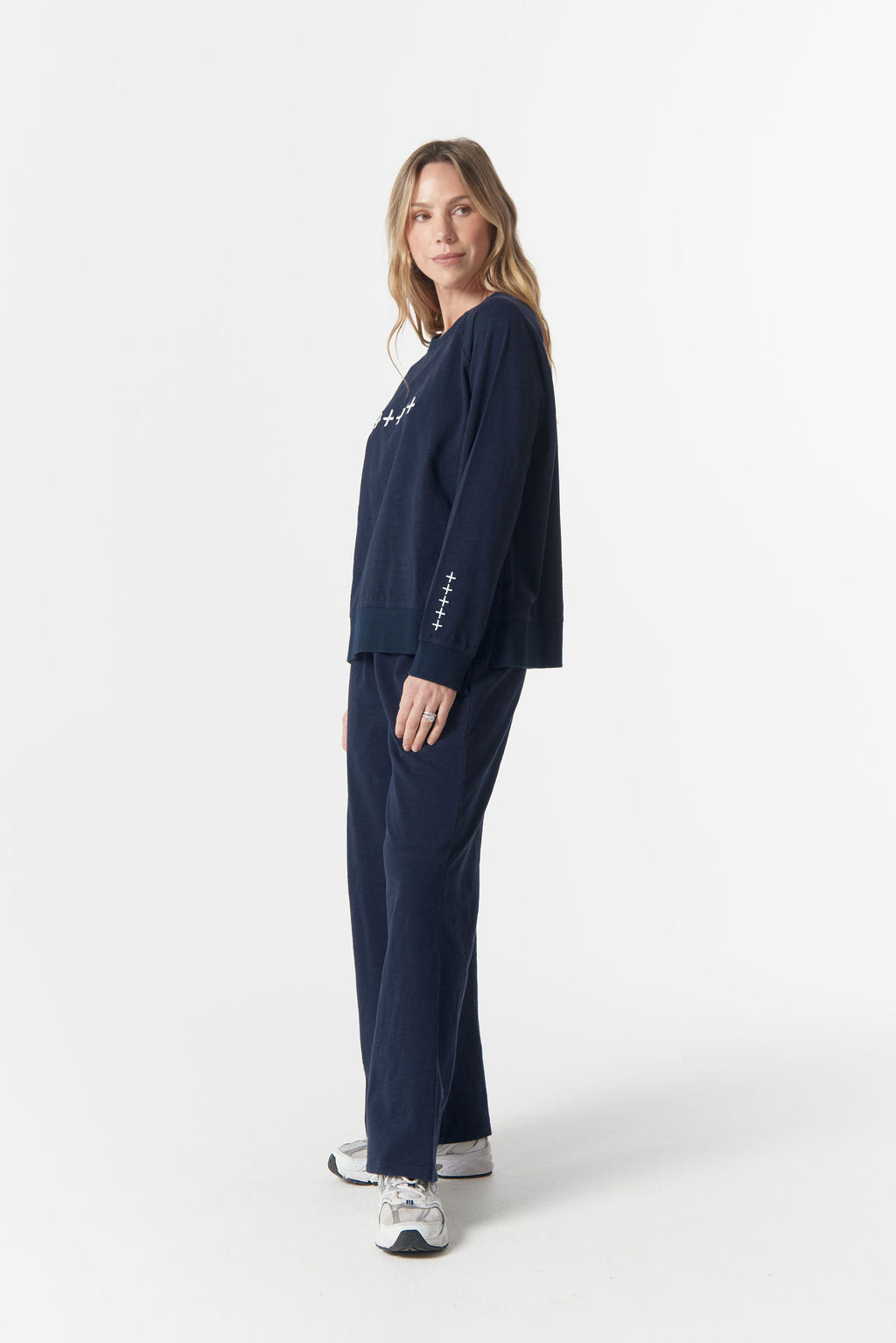 My Fav Cross Sweater - Parisian Navy/White