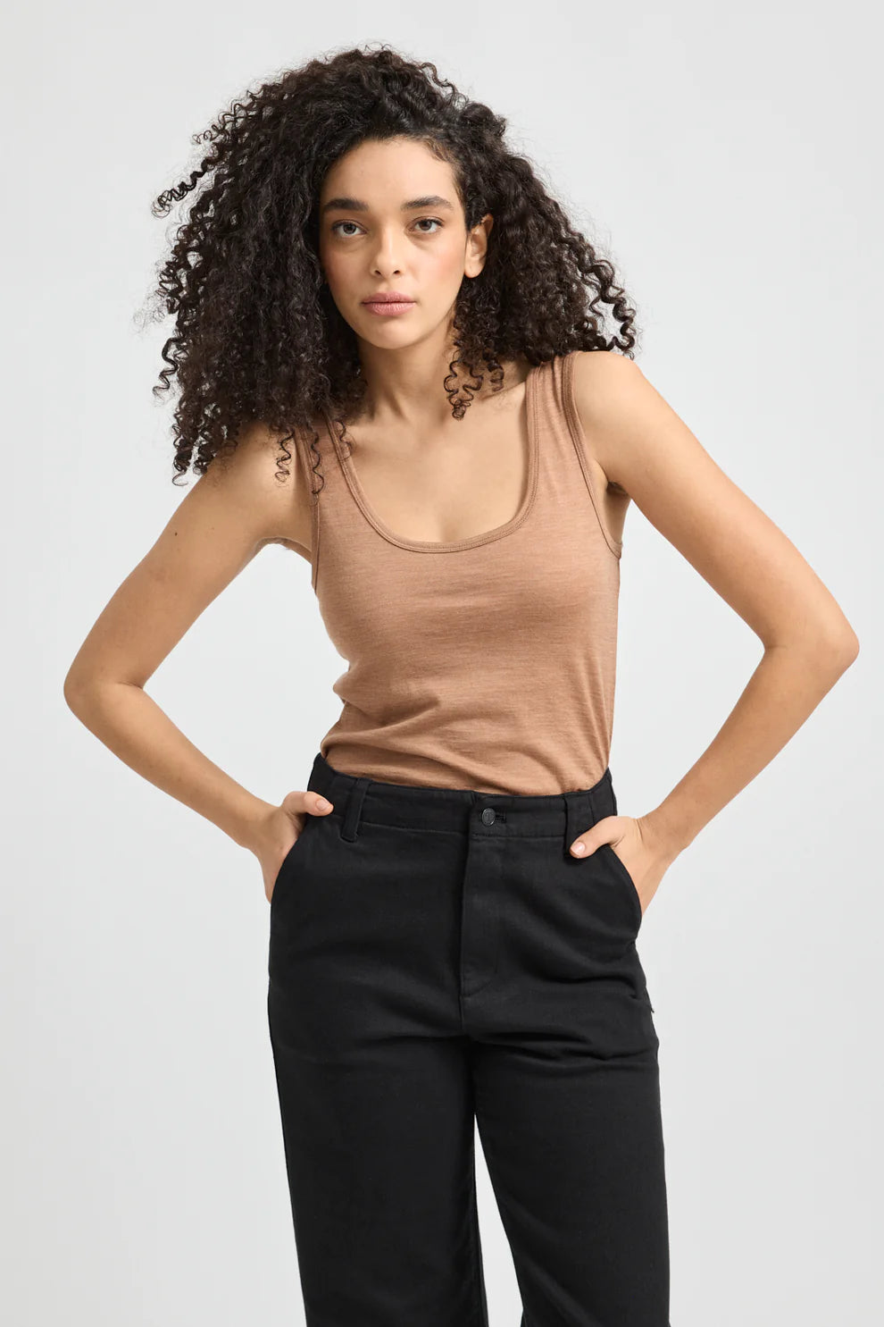 Scoop Merino Tank - Cashew