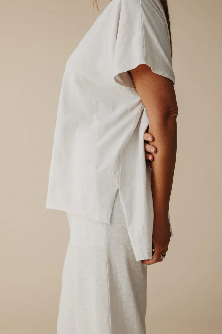 Shoreline Fine Slub Cotton T-Shirt - Pebble