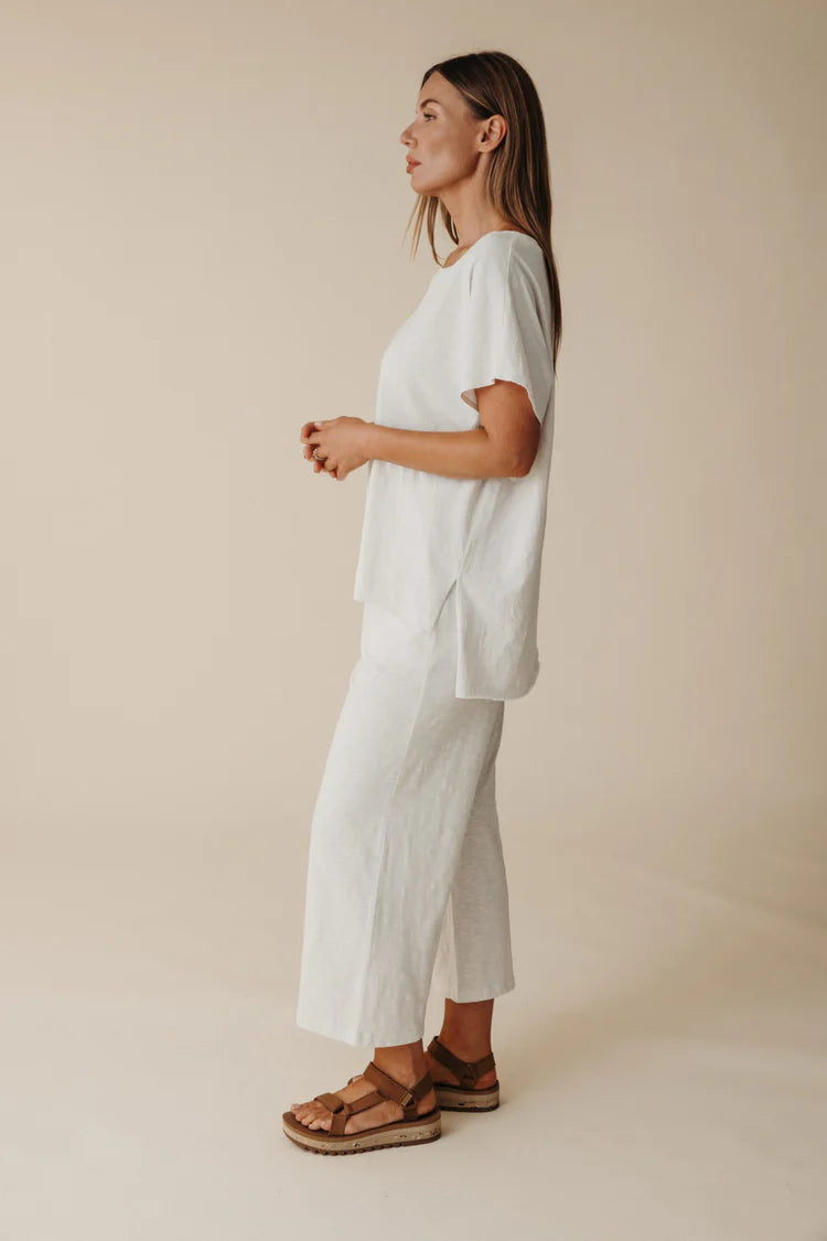 Shoreline Fine Slub Cotton T-Shirt - Pebble